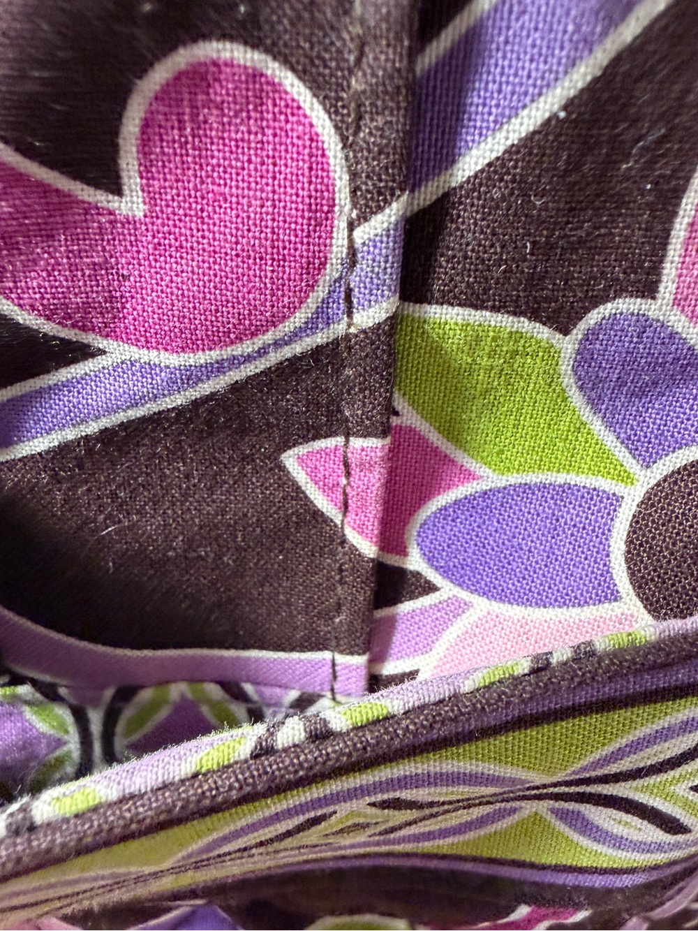 Vera Bradley Brown Quilted Shoulder Bag with Pink, Green & Purple Florals - Picture 3 of 10